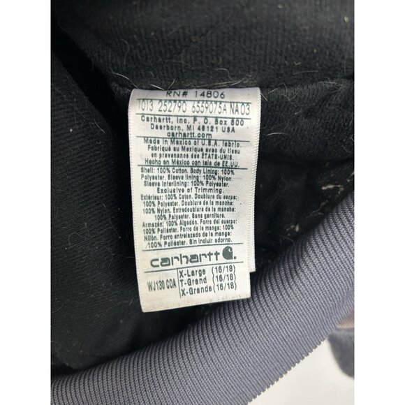 Carhartt WJ130 COA Womens XL  Blue Washed Duck Quilted Lined Jacket Coat Hood - Picture 8 of 16